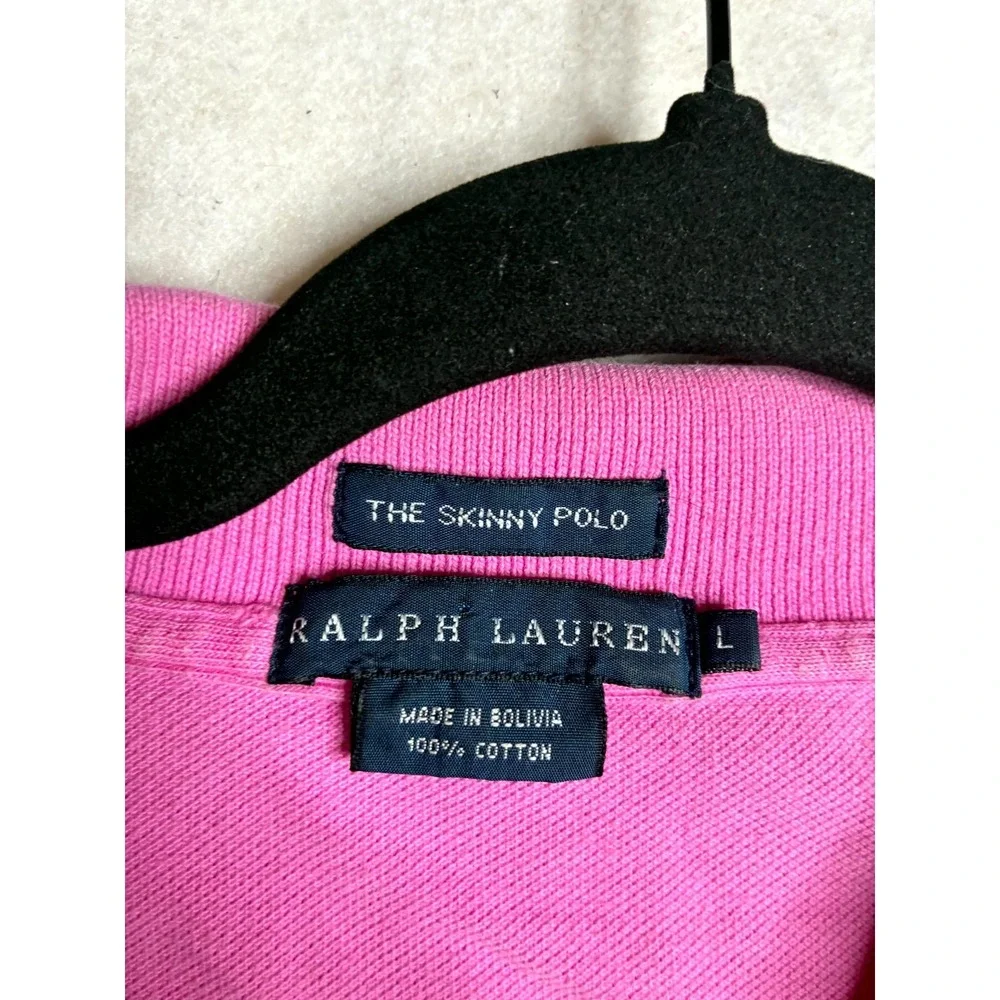 Ralph Lauren The Skinny Polo Shirt Men's Large Pink Golf Performance Pony Logo